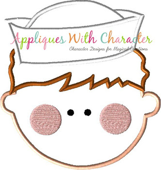 Navy Man Face Applique Design Navy Man Face Applique Design