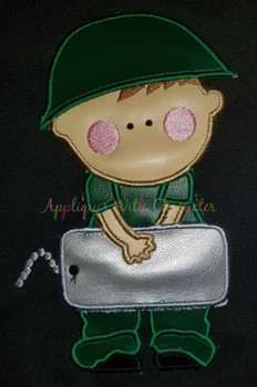 Army Man with Dog Tags Applique Design Army Man with Dog Tags Applique Design