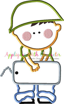 Army Man with Dog Tags Applique Design Army Man with Dog Tags Applique Design