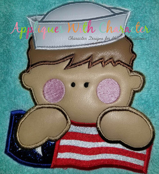 Navy Man with American Flag Applique Design Navy Man with American Flag Applique Design