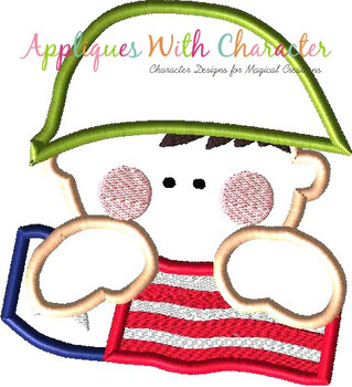 Army Man with American Flag Applique Design Army Man with American Flag Applique Design