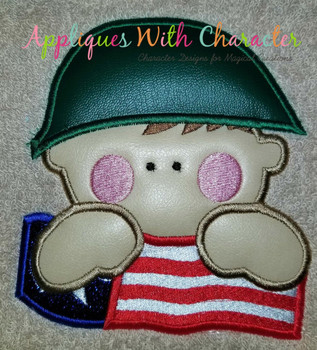 Army Man with American Flag Applique Design Army Man with American Flag Applique Design