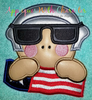 Air Force Man with American Flag Applique Design Air Force Man with American Flag Applique Design