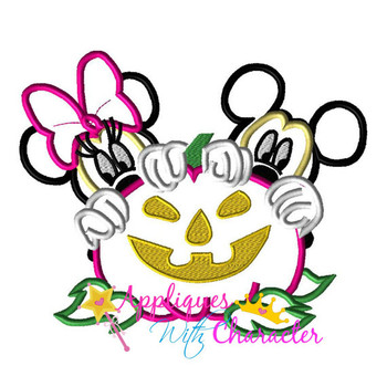 Mr Mouse Miss Mouse Halloween Pumpkin Applique Design Mr Mouse Miss Mouse Halloween Pumpkin Applique Design