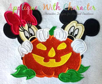 Mr Mouse Miss Mouse Halloween Pumpkin Applique Design Mr Mouse Miss Mouse Halloween Pumpkin Applique Design