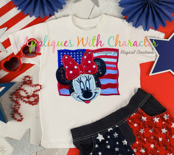 American Flag Miss Mouse Applique Design American Flag Miss Mouse Applique Design