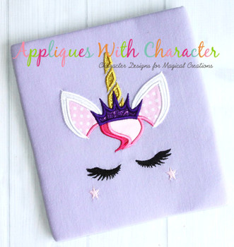 Unicorn Face with Crown Applique Design Unicorn Face with Crown Applique Design