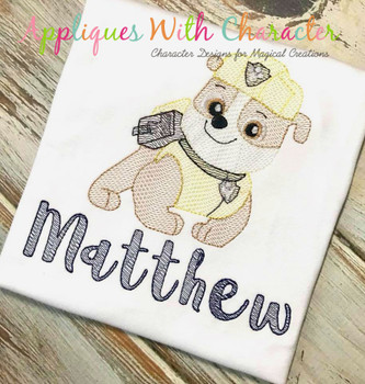 Pup Patrol Rubble Bean Stitch Design Pup Patrol Rubble Bean Stitch Design