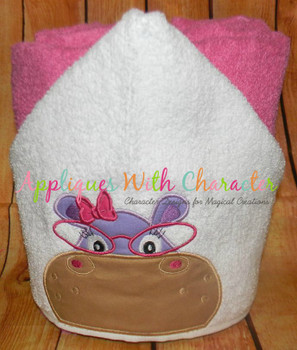 Hippo Girl with Glasses Peeker Applique Design Hippo Girl with Glasses Peeker Applique Design