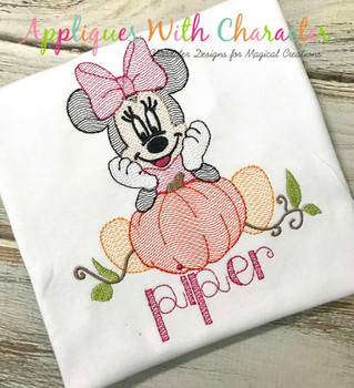 Miss Mouse with Pumpkin Bean Stitch Design Miss Mouse with Pumpkin Bean Stitch Design