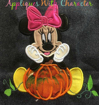 Miss Mouse with Pumpkin Applique Design Miss Mouse with Pumpkin Applique Design