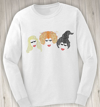 Halloween Sister Three Hocus Pocus with Eyelashes Bean Stitch Design Halloween Sister Three Hocus Pocus with Eyelashes Bean Stitch Design