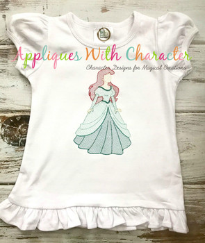Mermaid Princess Bean Stitch Applique Design Mermaid Princess Bean Stitch Applique Design