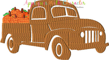 Truck with Pumpkins Filled Stitch Design Truck with Pumpkins Filled Stitch Design
