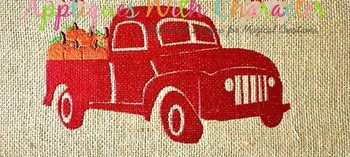 Truck with Pumpkins Filled Stitch Design Truck with Pumpkins Filled Stitch Design