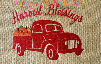 Harvest Blessings Truck with Pumpkins Filled Stitch Design Harvest Blessings Truck with Pumpkins Filled Stitch Design