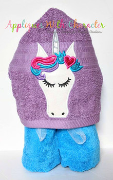 Unicorn with Flowers Heart Peeker Applique Design Unicorn with Flowers Heart Peeker Applique Design