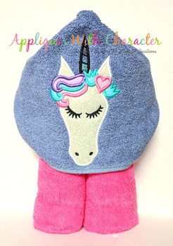 Unicorn Full Face with Flowers Heart Applique Design Unicorn Full Face with Flowers Heart Applique Design
