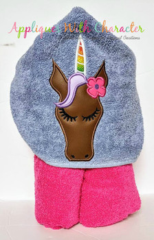Unicorn with Flower Peeker Applique Design Unicorn with Flower Peeker Applique Design