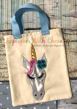 Unicorn Full Face with Flower Applique Design Unicorn Full Face with Flower Applique Design