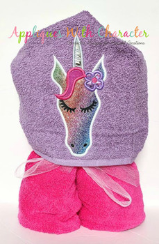 Unicorn Full Face with Flower Applique Design Unicorn Full Face with Flower Applique Design