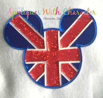 England Flag Mr Mouse Head Epcot Applique Design England Flag Mr Mouse Head Epcot Applique Design