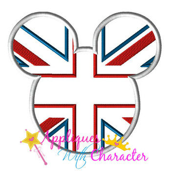 England Flag Mr Mouse Head Epcot Applique Design England Flag Mr Mouse Head Epcot Applique Design