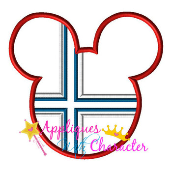 Norway Norwegian Flag Mr Mouse Head Epcot Applique Design Norway Norwegian Flag Mr Mouse Head Epcot Applique Design