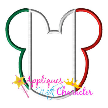 Mexico Mexican Italy Flag Mr Mouse Head Epcot Applique Design Mexico Mexican Italy Flag Mr Mouse Head Epcot Applique Design