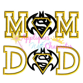 Bat Hero Super Hero Mom and Dad Applique Design Set Bat Hero Super Hero Mom and Dad Applique Design Set