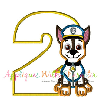 Pup Patrol Chasie Two Applique Design Pup Patrol Chasie Two Applique Design