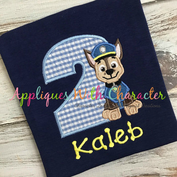 Pup Patrol Chasie Two Applique Design Pup Patrol Chasie Two Applique Design