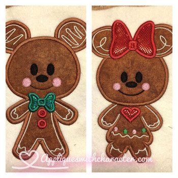 Gingerbread Mr Mouse and Miss Mouse Cookie Applique Design Set Gingerbread Mr Mouse and Miss Mouse Cookie Applique Design Set