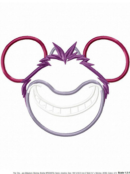 Cheshire Cat Mr Mouse Head Applique Design Cheshire Cat Mr Mouse Head Applique Design