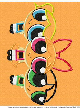 Puffy Power Girl Trio Applique Design Puffy Power Girl Trio Applique Design