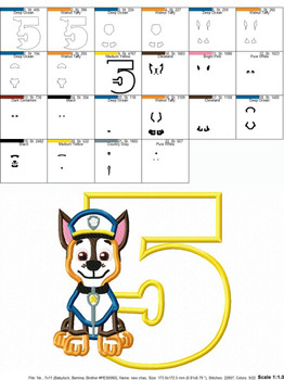 Pup Patrol Chasie Five Applique Design Pup Patrol Chasie Five Applique Design