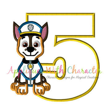 Pup Patrol Chasie Five Applique Design Pup Patrol Chasie Five Applique Design