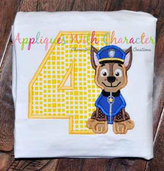 Pup Patrol Chasie Four Applique Design Pup Patrol Chasie Four Applique Design