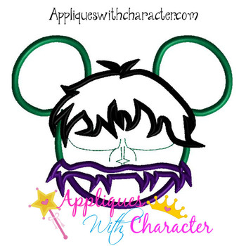 Hulk Mr Mouse Head Applique Design Hulk Mr Mouse Head Applique Design