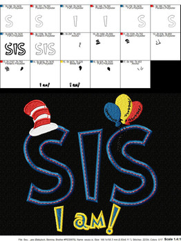 Seuss SIS I Am Applique Design Seuss SIS I Am Applique Design