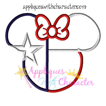 Texas Flag Miss Mouse Head Epcot Applique Design Texas Flag Miss Mouse Head Epcot Applique Design