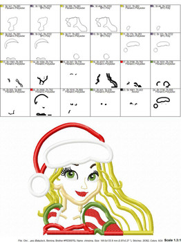 Rapunzella Christmas Bust Applique Design Rapunzella Christmas Bust Applique Design