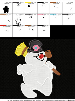 Christmas FILLED Frosty Snowman Embroidery Design Christmas FILLED Frosty Snowman Embroidery Design