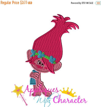 Troll Movie Pink Girl Filled Embroidery Machine Design Troll Movie Pink Girl Filled Embroidery Machine Design