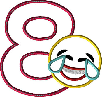 Laughing Emoji EIGHT Applique Design Laughing Emoji EIGHT Applique Design