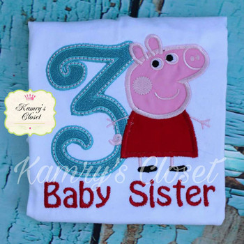 Pepper Pig Curly THREE Applique Design Pepper Pig Curly THREE Applique Design