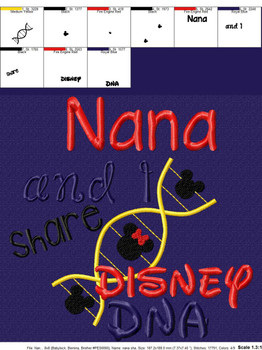Nana and I Share Disney DNA Embroidery Saying Design Nana and I Share Disney DNA Embroidery Saying Design
