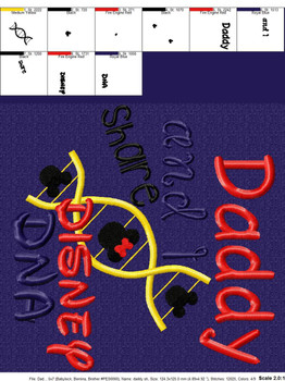Daddy and I Share Disney DNA Embroidery Saying Design Daddy and I Share Disney DNA Embroidery Saying Design