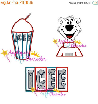 Icee Drink, Icee Logo, Icee Polar Bear Applique Design Icee Drink, Icee Logo, Icee Polar Bear Applique Design