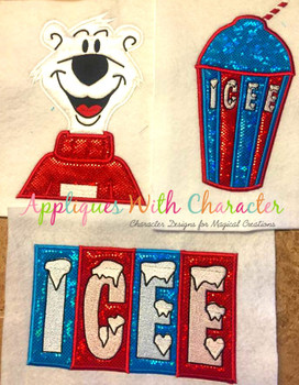 Icee Drink, Icee Logo, Icee Polar Bear Applique Design Icee Drink, Icee Logo, Icee Polar Bear Applique Design